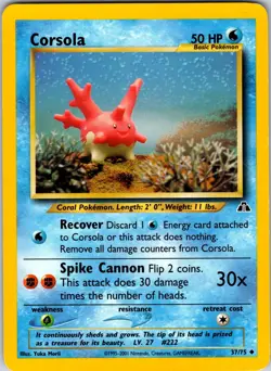 Corsola 37/75 Neo Discovery Pokemon LP Unlimited - Image 1