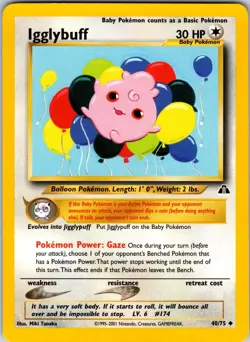 Igglybuff 40/75 Neo Discovery Pokemon NM Unlimited - Image 1