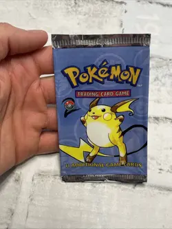 Vintage 1999 Pokemon TCG Base Set 2 Raichu Empty Booster Pack Wrapper - Image 1