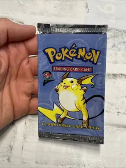 Vintage 1999 Pokemon TCG Base Set 2 Raichu Empty Booster Pack Wrapper - Image 2
