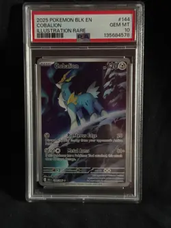 PSA 10 Cobalion #144 2025 Black Bolt Illustration Rare Pokemon TCG - Image 1