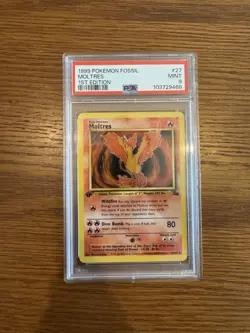 1999 Pokemon Fossil Moltres 1st Edition PSA Grade 9 Non Holo - Image 1
