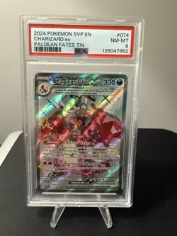 2024 POKEMON SVP EN-SV BLACK STAR PROMO PALDEAN FATES TIN CHARIZARD EX PSA 8 074 - Image 1