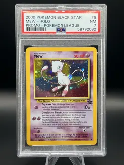 2000 Pokemon Black Star Mew Pokemon League Promo PSA 7 WITH SWIRL - Image 1
