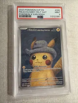 Pokemon Pikachu/Grey Felt Hat Van Gogh SVP-En Black Star Promo MINT PSA 9 - Image 1