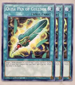 Yugioh x3 Quill Pen of Gulldos LED8-EN056 Common 1st edition New - Image 1
