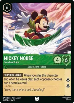 Mickey Mouse - Snowboard Ace 91/204 COLD FOIL Winterspell Disney Lorcana - Image 1