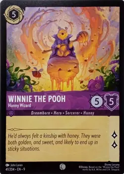 41/204 WINNIE THE POOH HUNNY WIZARD EN9 COMMON DISNEY LORCANA CARD - Image 1
