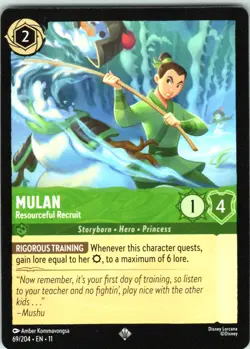 Disney Lorcana Mulan Resourceful Recruit Winterspell Super Rare #69/204 NM - Image 1