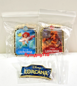 Disney Lorcana TCG Chinese Promo Ariel Lion King Logo Set of 3pcs Combo Badge - Image 1