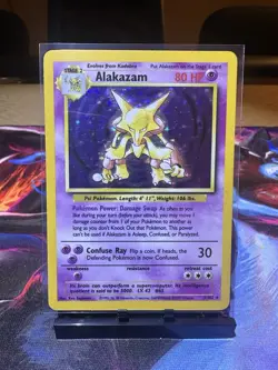 Alakazam 1/102 Base Set Holo Rare Unlimited Pokemon TCG Card LP/MP Condition - Image 1