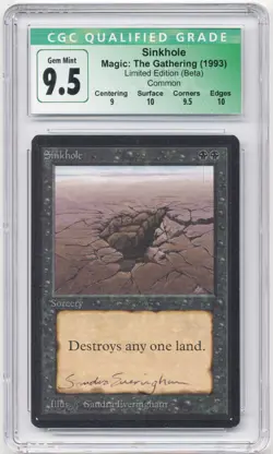 Graded Signed Sinkhole CGC 9.5 GEM MINT w/2x10 Beta Artist Sandra Everingham MTG - Image 1