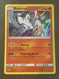 Reshiram 14/73 Shining Legends Holo Rare Pokemon TCG LP - Image 1