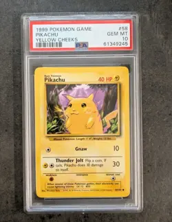 PSA 10 💎 GEM MINT 1999 BASE SET POKEMON PIKACHU YELLOW CHEEKS 58/102 #58 GRADED - Image 1