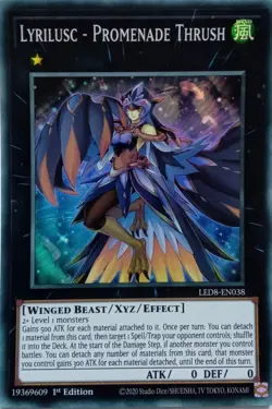 LED8-EN038 LYRILUSC - PROMENADE THRUSH SUPER RARE 1ST EDITION YuGiOh CARD - Image 1