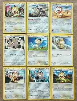Meowth Galarian Meowth 9 Card Theme Lot Pokemon TCG Mixed - Image 1