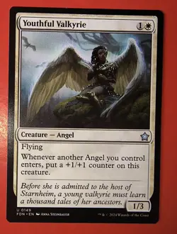 MTG: MAGIC- YOUTHFUL VALKYRIE/ 0149/ REGULAR FINISH/ FOUNDATIONS, FDN, UNCOMMON - Image 1