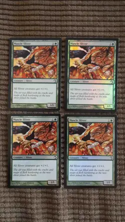 Magic: the Gathering / MtG Foil Muscle Sliver x4 Premium Deck Series - Image 1