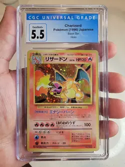 Light Holo bleed 1996 POKEMON BASE SET JAPANESE #6 CHARIZARD ~ HOLO CGC 5.5 - Image 1