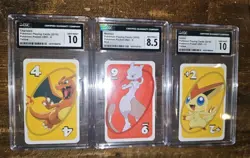 3 x Lot CGC 10 + 8.5 2019 Pokemon Pocket UNO Charizard Mewtwo Victini 💎 - Image 1