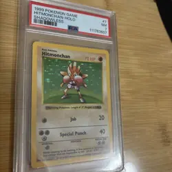 1999 Pokemon Base Set Shadowless Hitmonchan Holo- Graded PSA 7 - Image 2