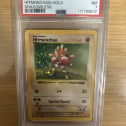 1999 Pokemon Base Set Shadowless Hitmonchan Holo- Graded PSA 7 - Image 4
