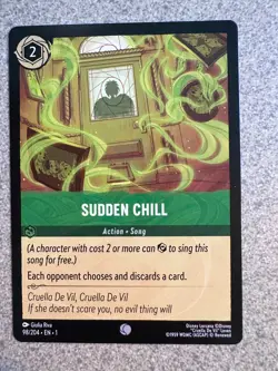 DISNEY LORCANA SUDDEN CHILL CRUELLA DE VIL 98/204 FIRST CHAPTER 101 DALMATIONS - Image 1