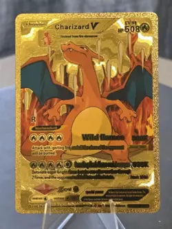 Pokemon Charizard V 508hp Gold Foil Fan Art Collector Card TCG - Image 1