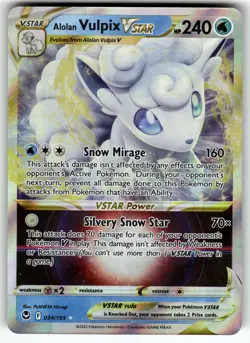 Alolan Vulpix VSTAR 034/195 SWSH12: Silver Tempest NM Pokemon Card TCG - Image 1