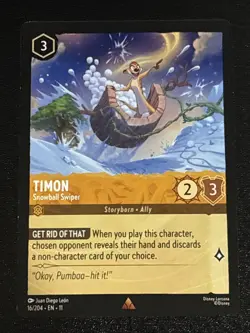 Disney Lorcana Winterspell Timon - Snowball Swiper 16/204 NM Rare - Image 1
