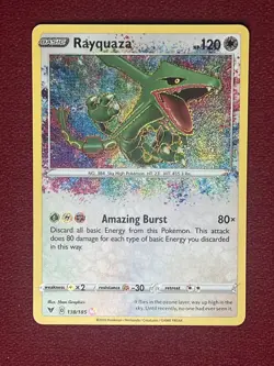Rayquaza Amazing Rare Holo Pokemon TCG Card 138/185 Vivid Voltage Basic - Image 1