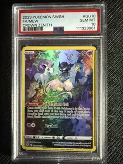 Sleeping Mew GG10/GG70 Crown Zenith Galarian Gallery FA Pokemon Card PSA 10 - Image 1