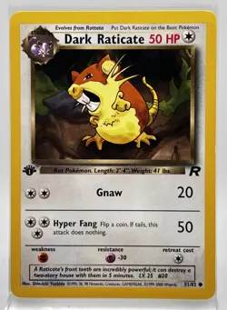 Dark Raticate First 1st Edition 51/82 Pokemon Card 2000 Team Rocket LP - Image 1