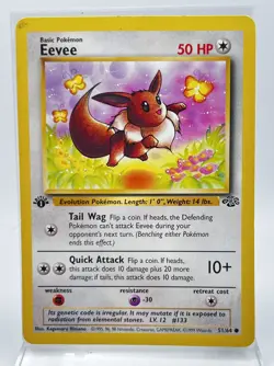 Eevee 51/64 First Edition Pokemon Card 1999 Jungle Set LP - Image 1