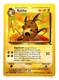 Raichu 29/62 Regular Non Holo Pokemon Card Fossil 1999 LP - Image 1