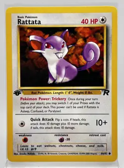 Rattata First Edition 66/82 Pokemon Card 2000 Team Rocket LP - Image 1