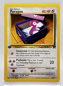 Porygon First 1st Edition 48/82 Pokemon Card 2000 Team Rocket LP - Image 1