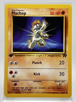 Machop First 1st Edition 59/82 Pokemon Card 2000 Team Rocket LP - Image 1