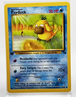 Psyduck 1st First Edition 53/62 Pokemon Card 1999 Fossil LP - Image 1