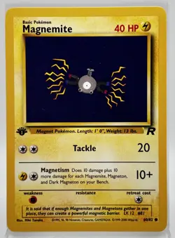 Magnemite 1st First Edition 60/82 Pokemon Card 2000 Team Rocket LP - Image 1