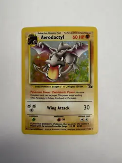 Pokemon TCG Aerodactyl Holo Rare Card Fossil, 1/62, Black Star - Image 1