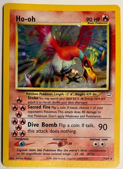Ho-Oh Holo 7/64 – Neo Revelation Pokemon *DOUBLE HOLO ERROR* – LP - Image 1