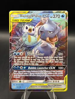 Blastoise & Piplup GX 38/236 Sm-Cosmic Eclipse Holo Pokemon NM Near Mint - Image 1