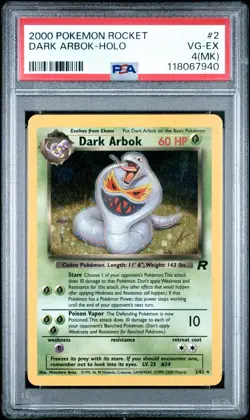 PSA 4 Dark Arbok Holo #2 Team Rocket 2000 Pokemon WoTC MK VG EX - Image 1