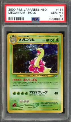 Meganium Pokemon 2000 Holo Neo Genesis Japanese 154 PSA 10 - Image 1