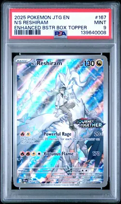 2025 POKEMON JTG EN-JOURNEY TOGETHER #167 N'S RESHIRAM PSA 9 - Image 1