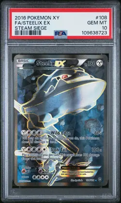 2016 POKEMON XY STEAM SIEGE #108 FULL ART/STEELIX EX PSA 10 - Image 1