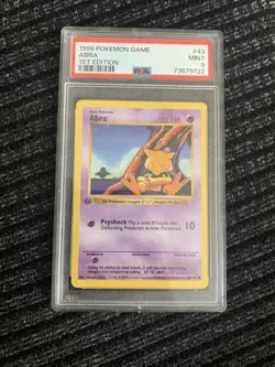 Abra 1st Edition Shadowless Base Set PSA 9 43/102 Pokemon WOTC 1999 - Image 1