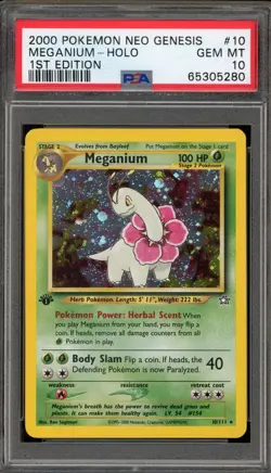 Pokemon Meganium Neo Genesis 1st Edition Holo Rare #10 PSA 10 Gem Mint - Image 1
