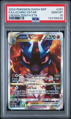 2023 POKEMON SWSH BLACK STAR PROMO #291 FULL ART/LUCARIO VSTAR PSA 10 - Image 1